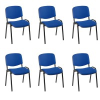 Confezione da 6 sedie Iso con struttura epossidica nera e rivestimento Baly (tessile) blu o nero